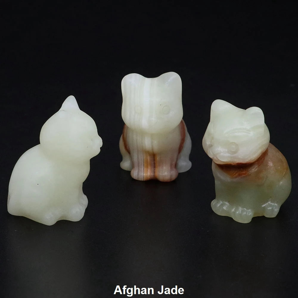 1.2" Mini Hand Carved Animal Kitty Figurine