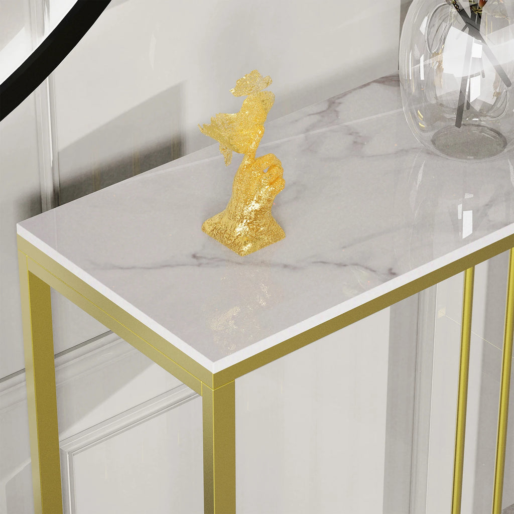 Marble Table Gold Metal Frame Storage Display