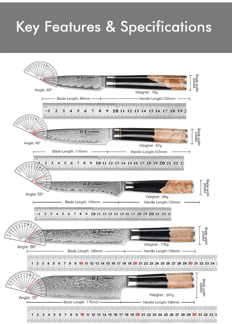 Damascus Kitchen Chef Knife High Carbon Steel
