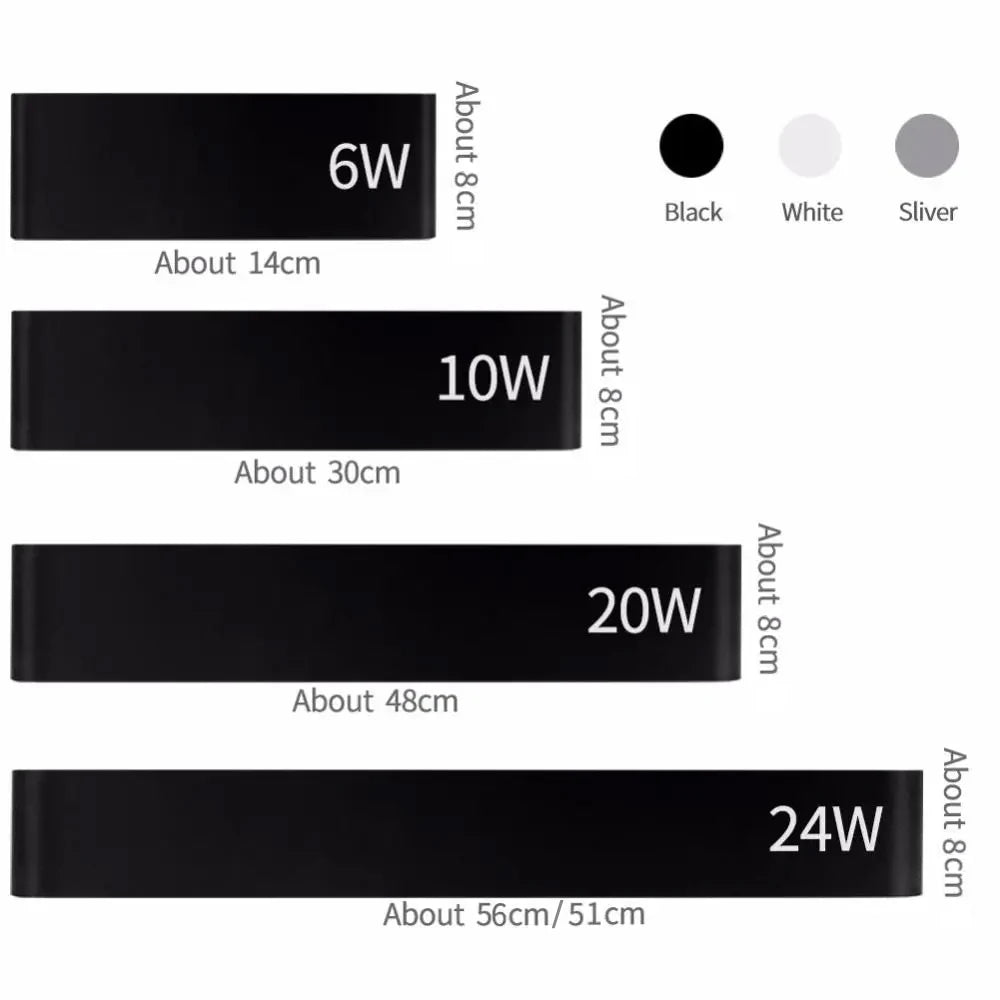 Dimmable Led Wall Lamp, Black, White, Silver