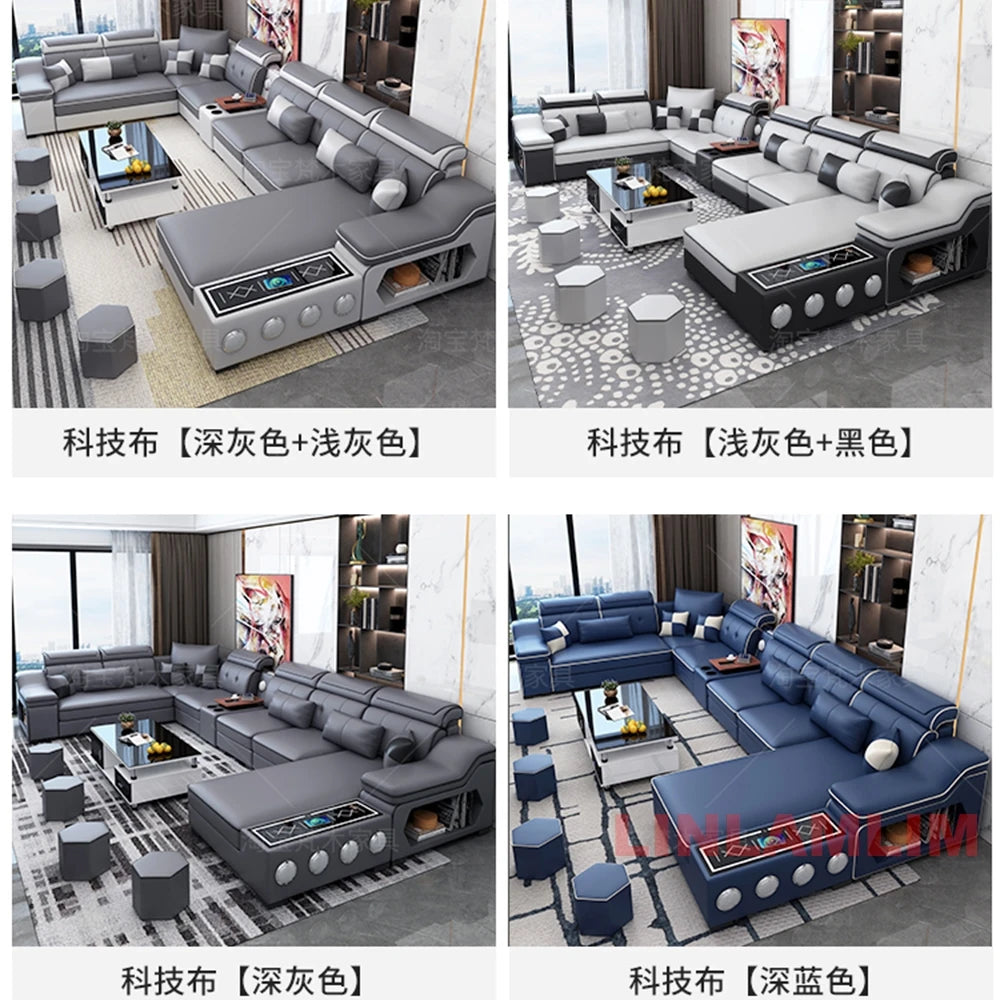 Sectional Sofa, Bluetooth Speakers, USB Charging Ports
