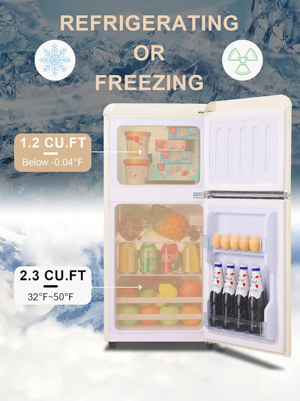 3.2 Cu.ft Mini Fridge with Freezer