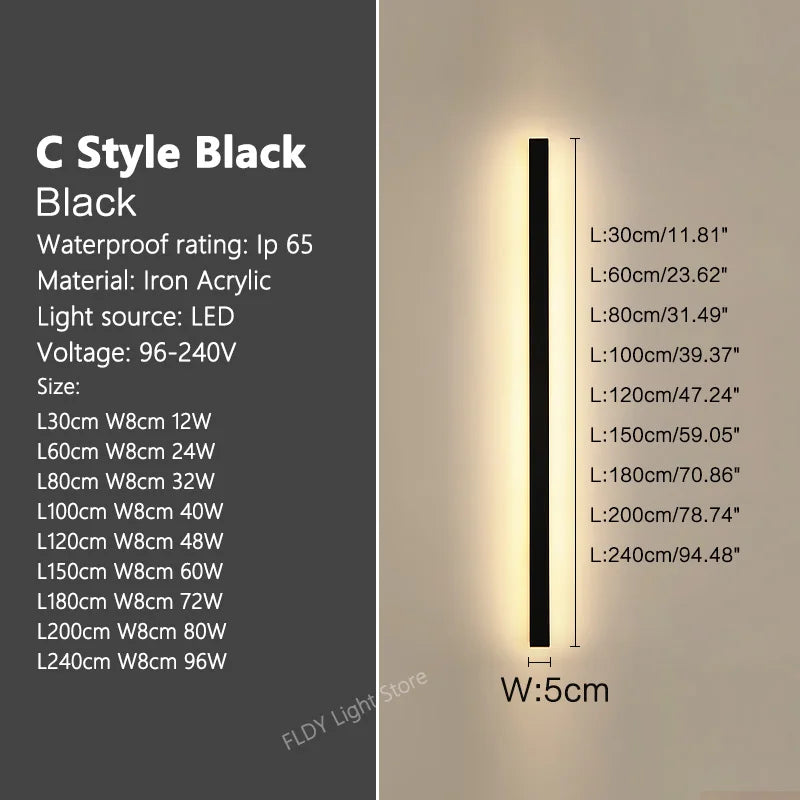 Long Strip Outdoor Waterproof Wall Garden Lights