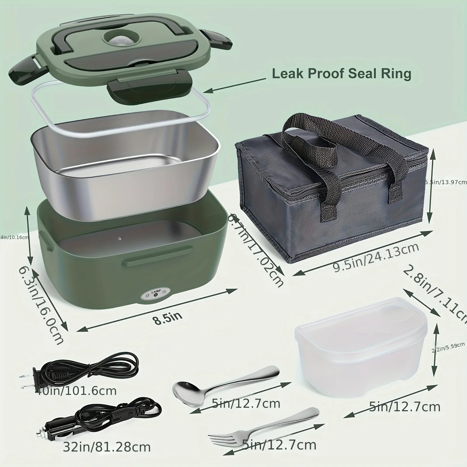 12V/24V/110V Food Warmer, Stainless Container, Insulated Bag