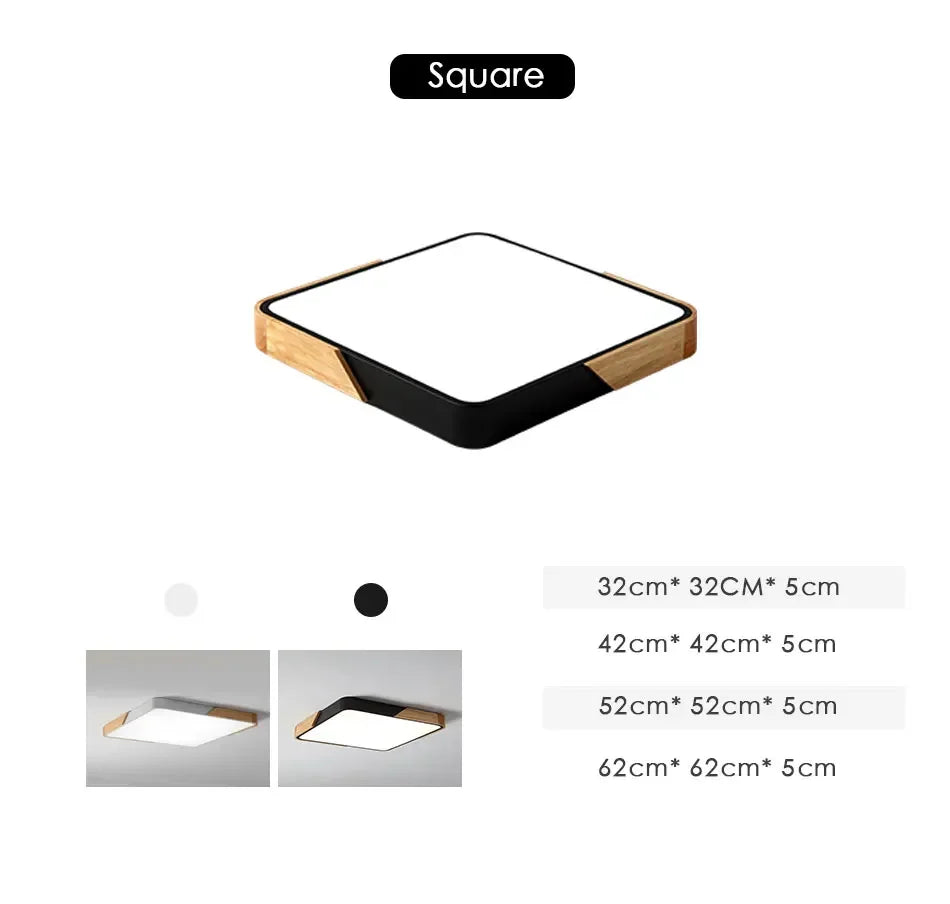 LED Ceiling Light, Wood Plus Multicolors