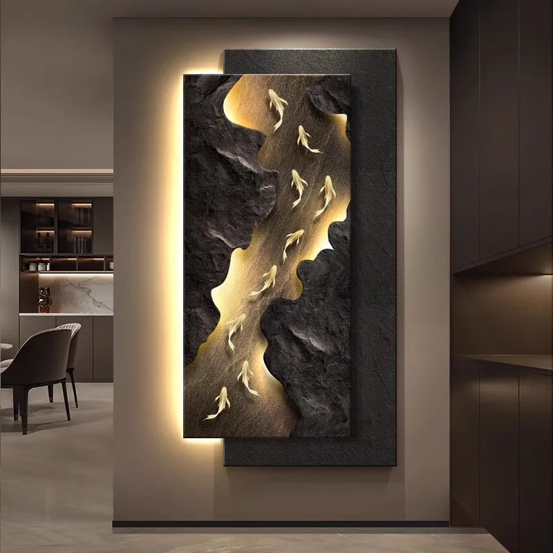 Led, Koi Fish Hanging Art Wall Lamps