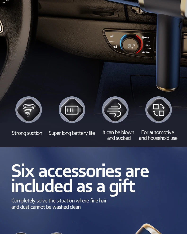 Suction and Blowing Mini Car Vacuum Cleaner