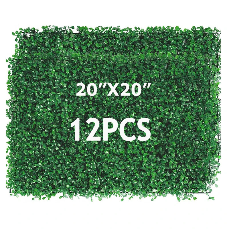 12pcs 24pcs Artificial Plants Grass Wall Panel Boxwood Hedge Greenery Privacy Fence Panel Grass for Indoor Home Garden Wedding