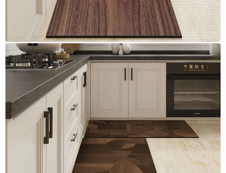 Waterproof Floor Mat Brown Imitation Wood Grain