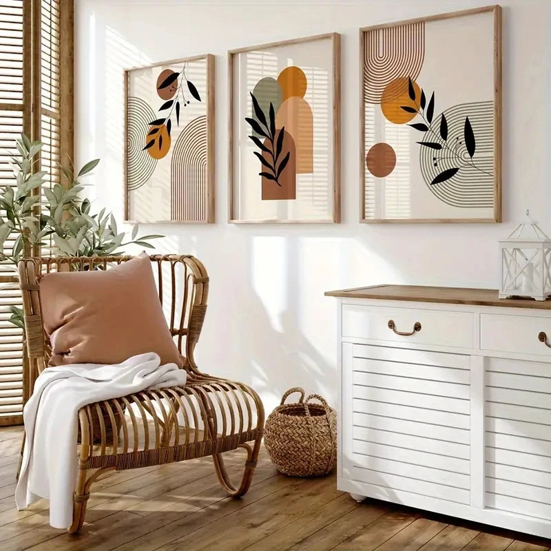 3pcs/Set Bohemian-style Plant Geometric Abstract Posters