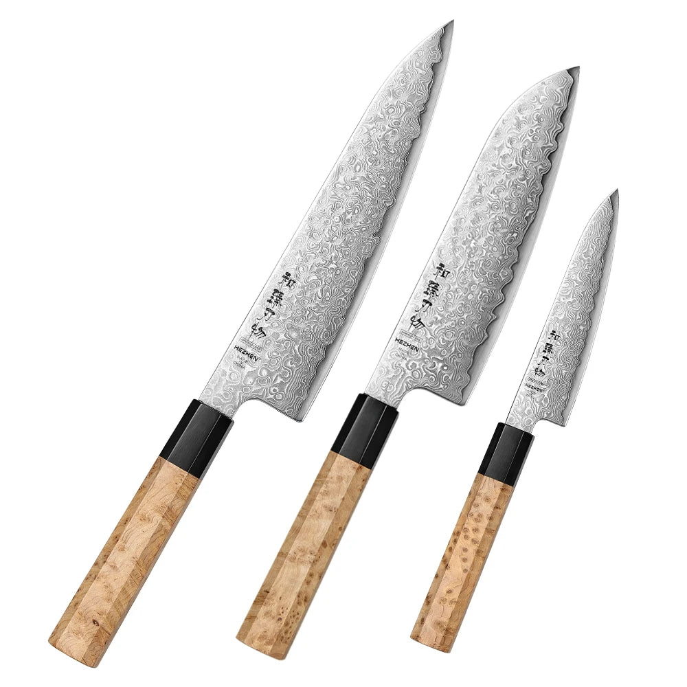 1PC Or 3PC Knife Set Damascus Steel Chef Knives