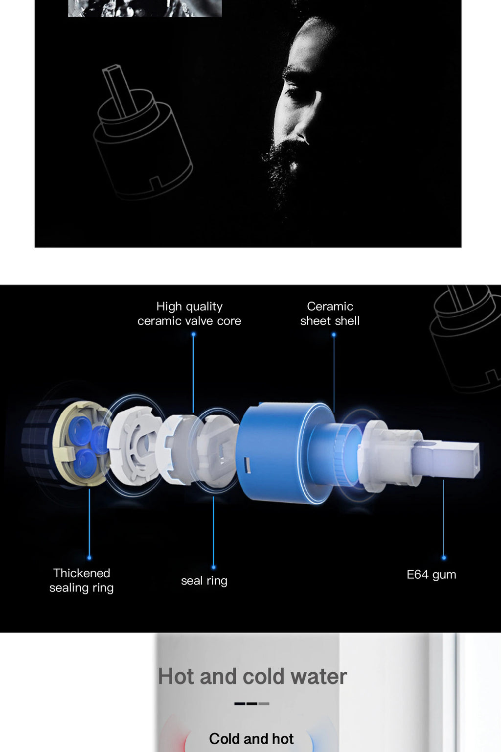 gun gray kitchen faucet, LED digital sensing, 2-function spay
