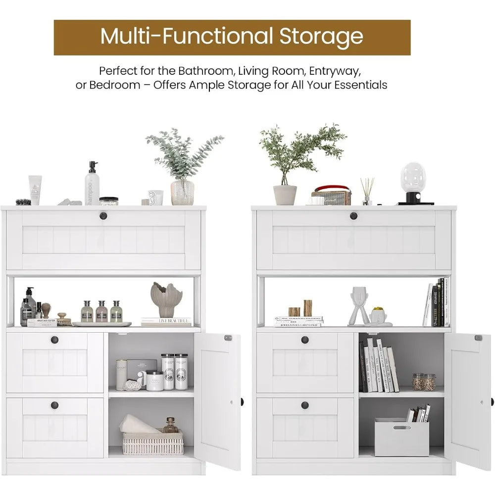 bathroom storage cabinet with 1 door and 3 drawers