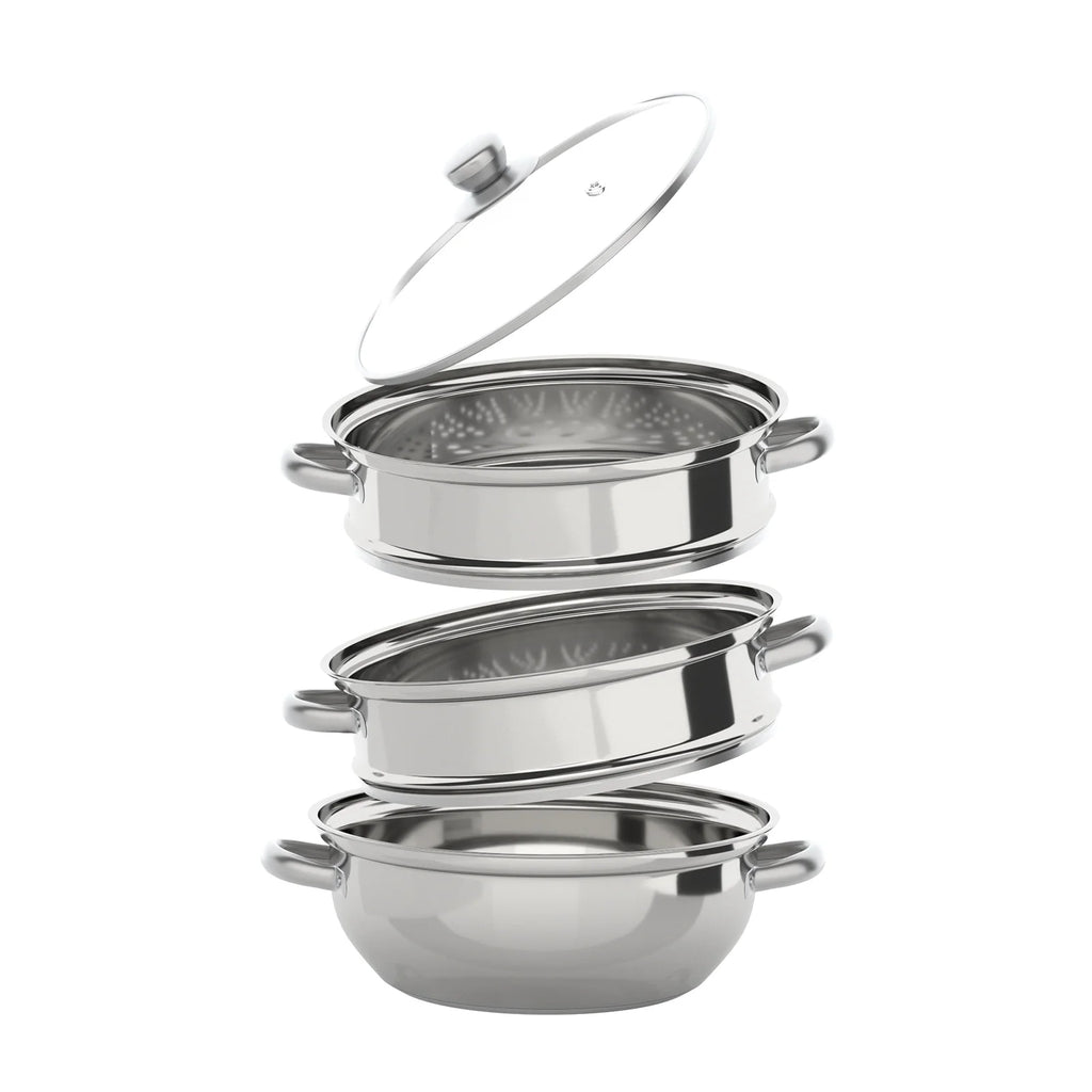 28CM 3-Tier Large Stainless Steel Steam Cooker