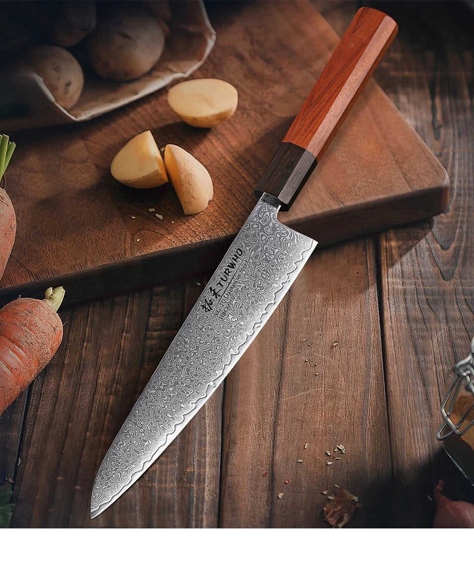 8.2" Japanese Chef Knife Damascus Steel Hand Forged