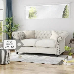 Loveseat Sofa. Beige, Grey, Emerald, Blackberry