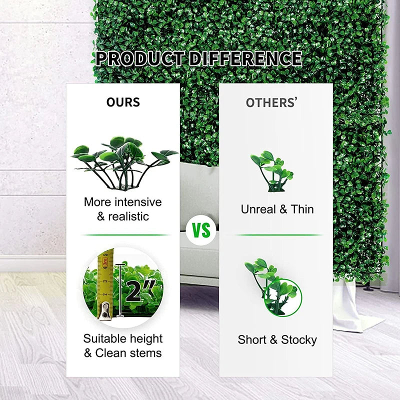 12pcs 24pcs Artificial Plants Grass Wall Panel Boxwood Hedge Greenery Privacy Fence Panel Grass for Indoor Home Garden Wedding