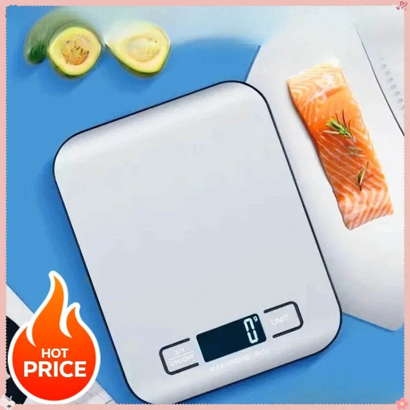 5kg-1g Kitchen Scale, LED Display, Stainless Steel Panel