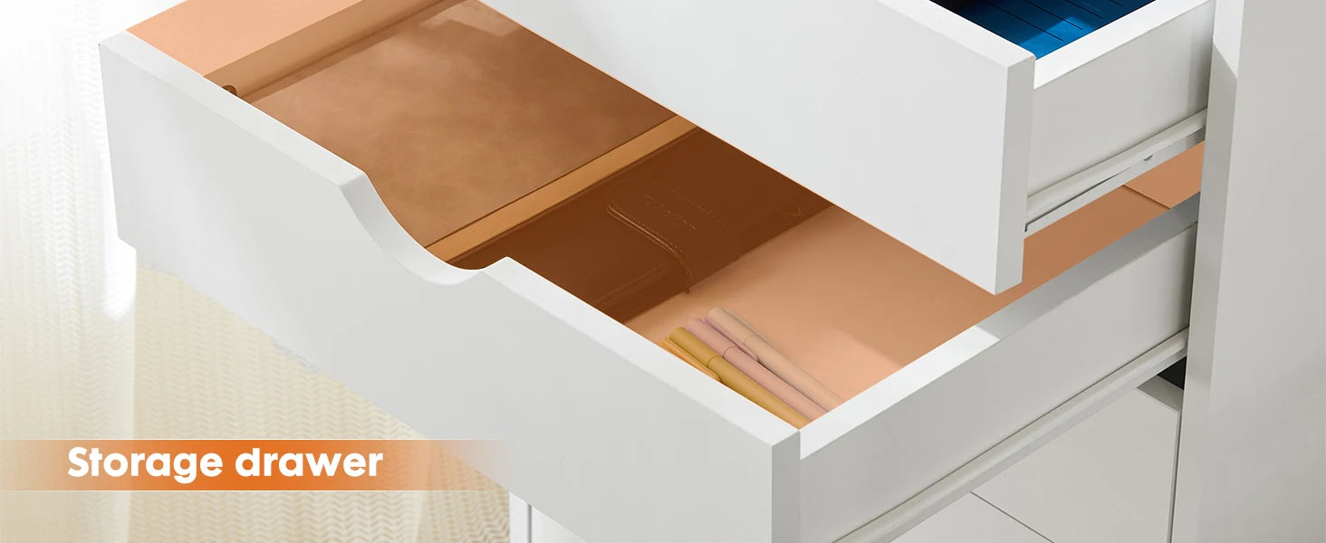 7 Drawer Storage Cabinet Wooden Mobile Cabinet, Wheels