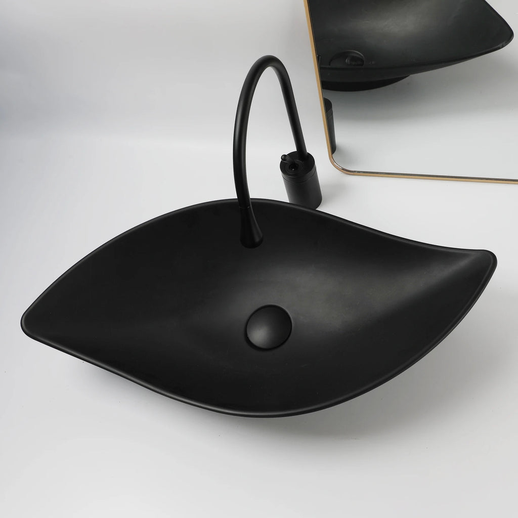 Blue Vessel Sink Deck Mounted, One Handle Faucet, Drain Set