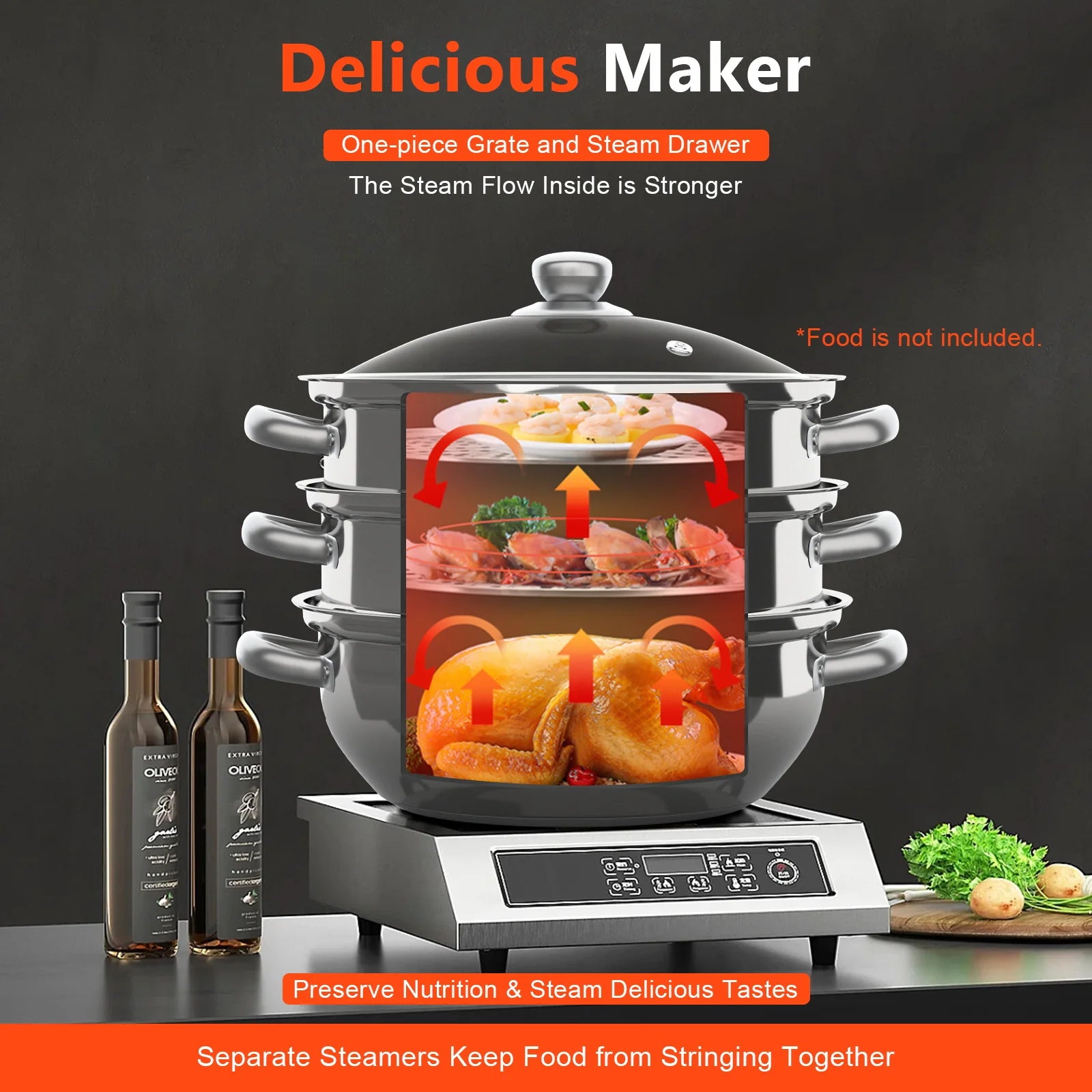 28CM 3-Tier Large Stainless Steel Steam Cooker