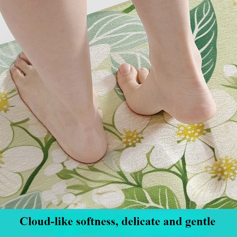 Floral Bath Mat Non-Slip Absorbent Quick Dry