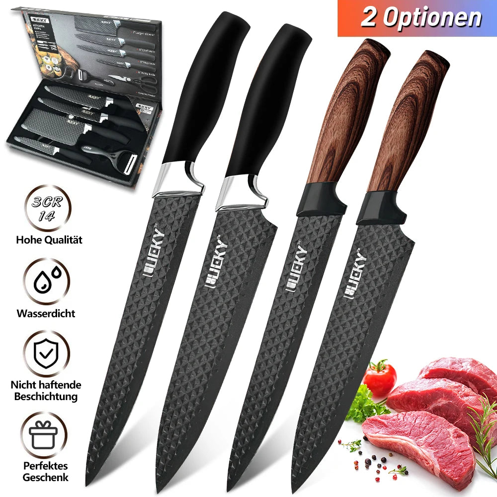 6pcs High Carbon Stainless Steel Knives, Wood Handle