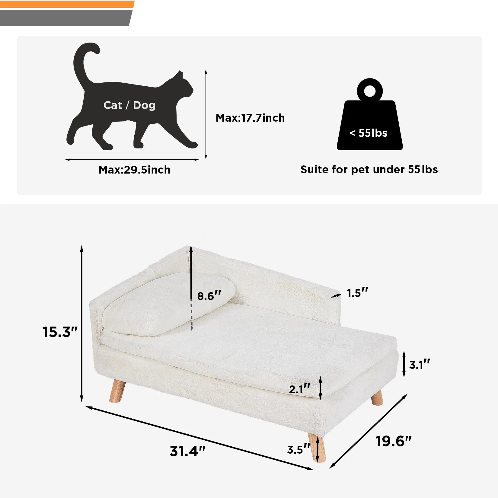 Elevated Pet Bed, Waterproof Sofa Bed, Small