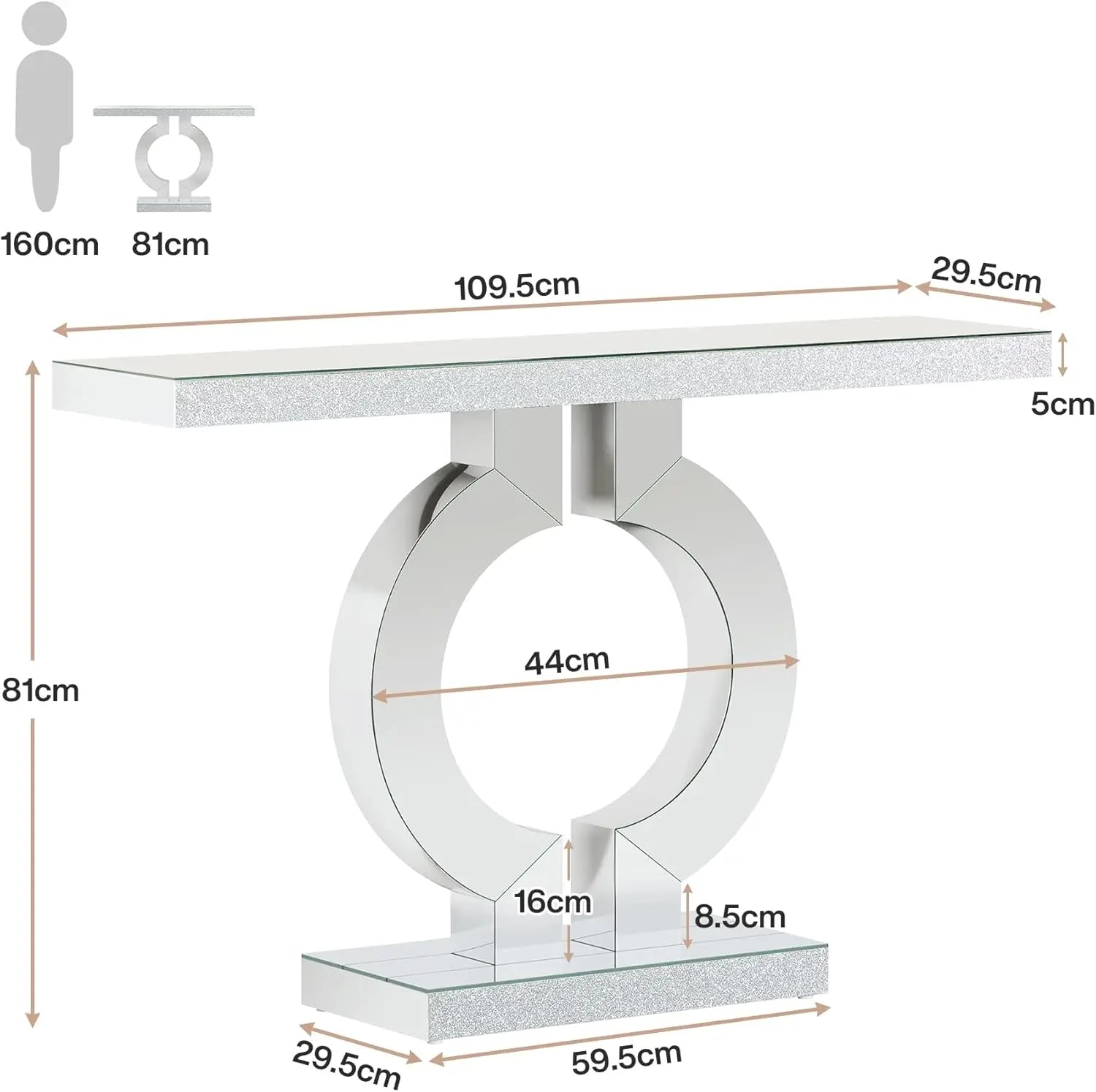 43.3" Table with Thickened Mirror Finish Tabletop