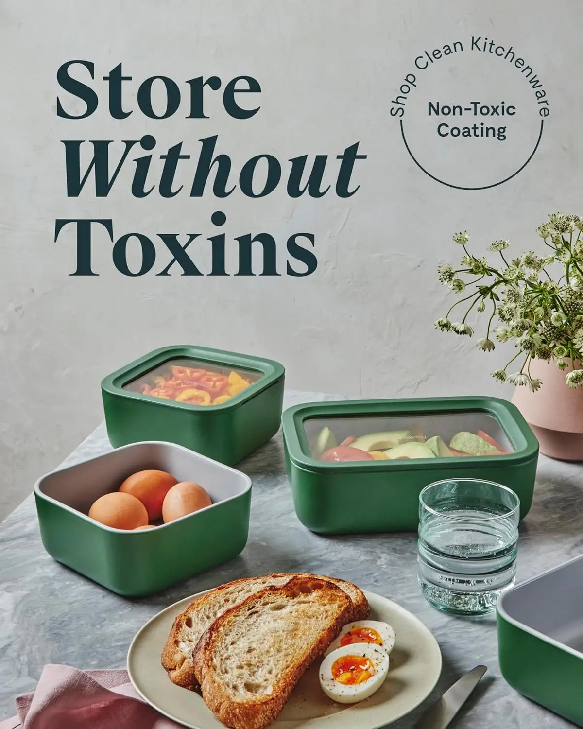 Glass Storage, Lunch Box w/Lids, 6.6 Cup, 2Pc.