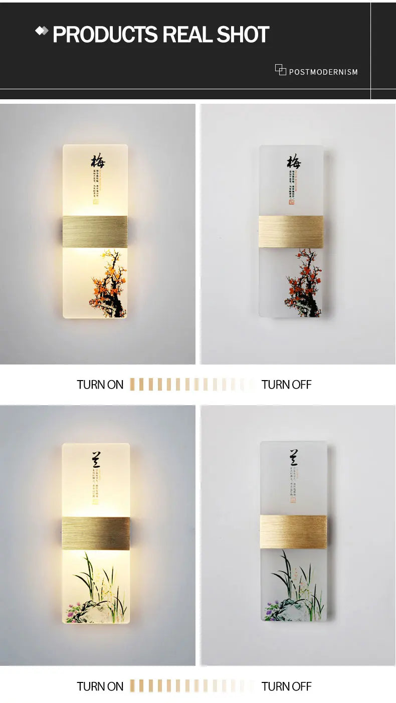 6W 10W LED Chinese Style Printing Wall Light