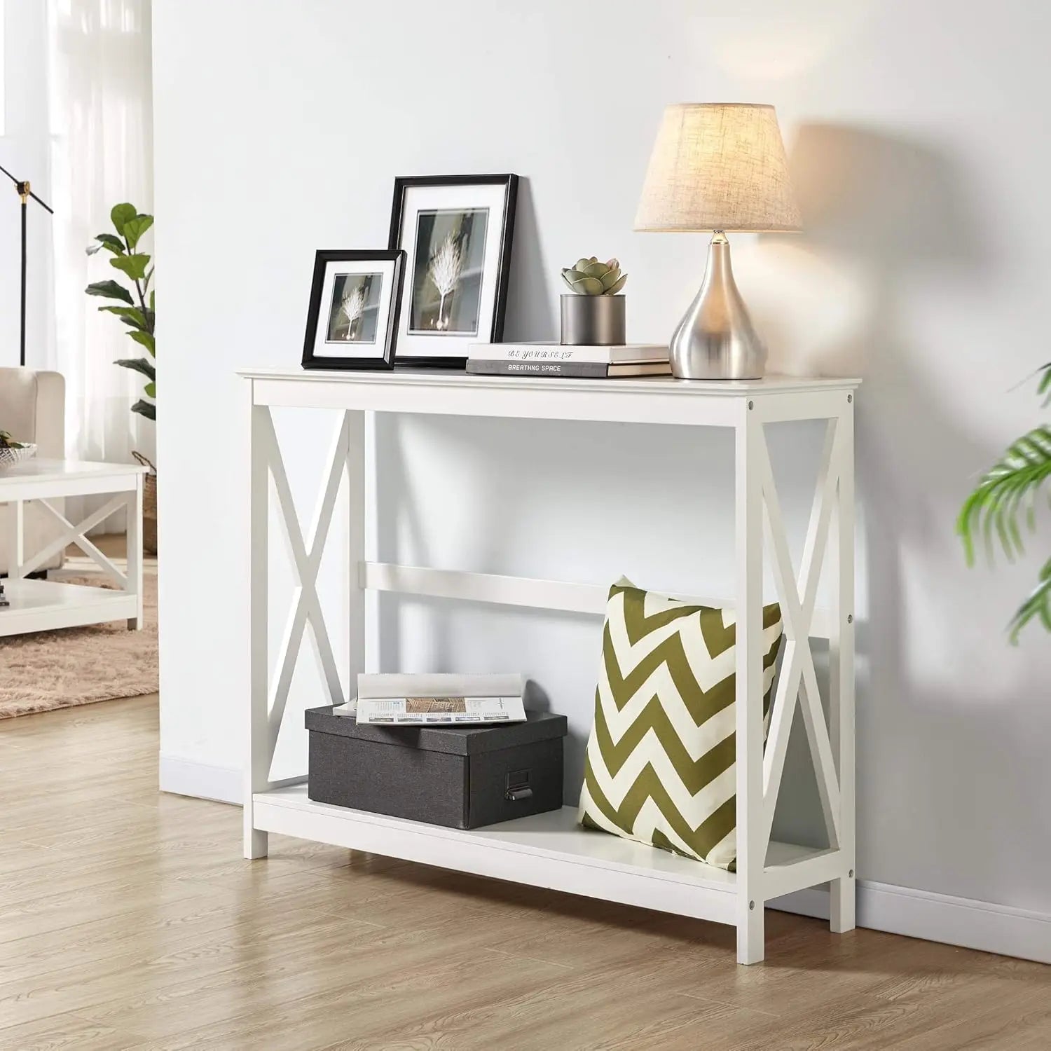 2-Tier Sofa Table Accent Table w/Storage Shelf
