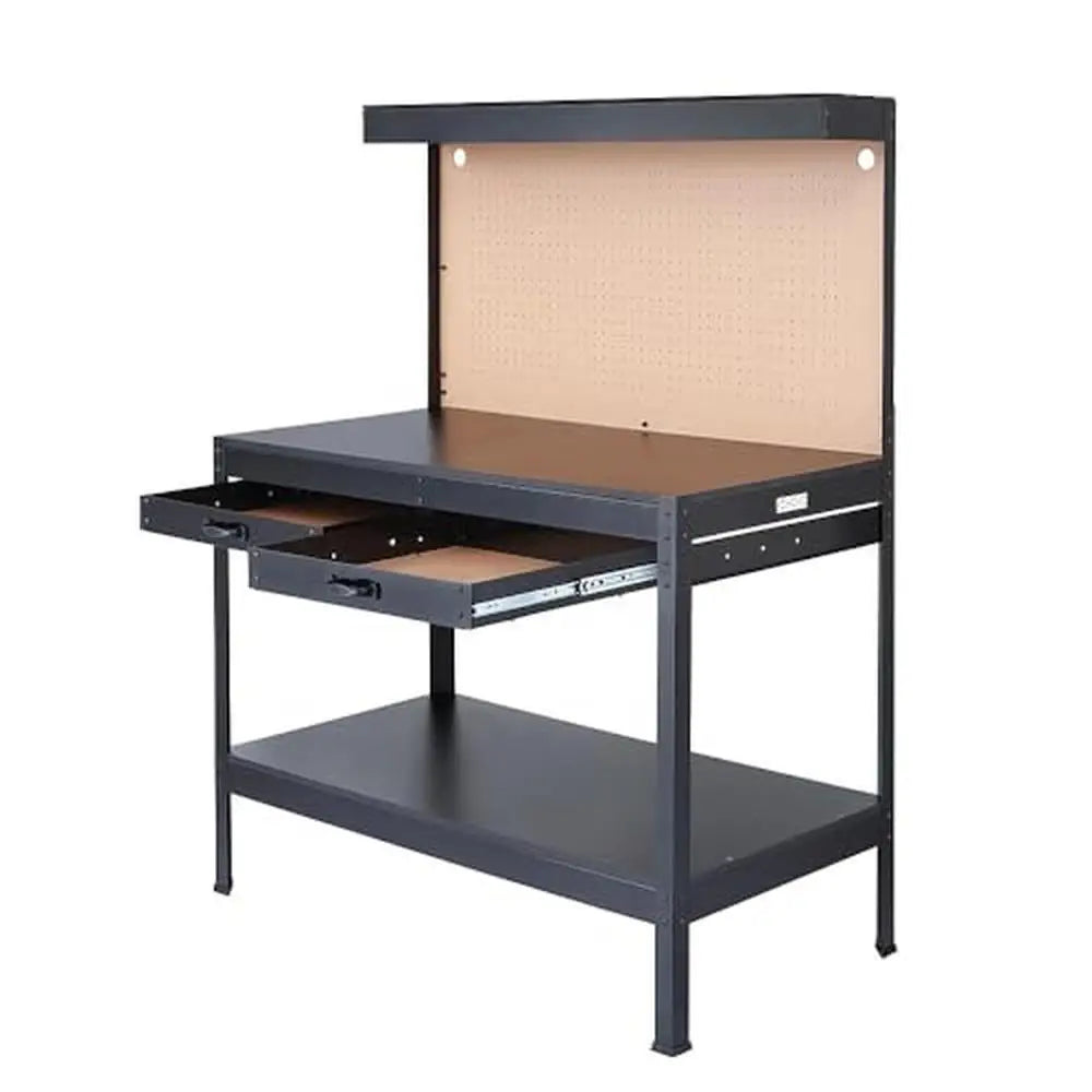 Steel Workbench with Lighting and Storage