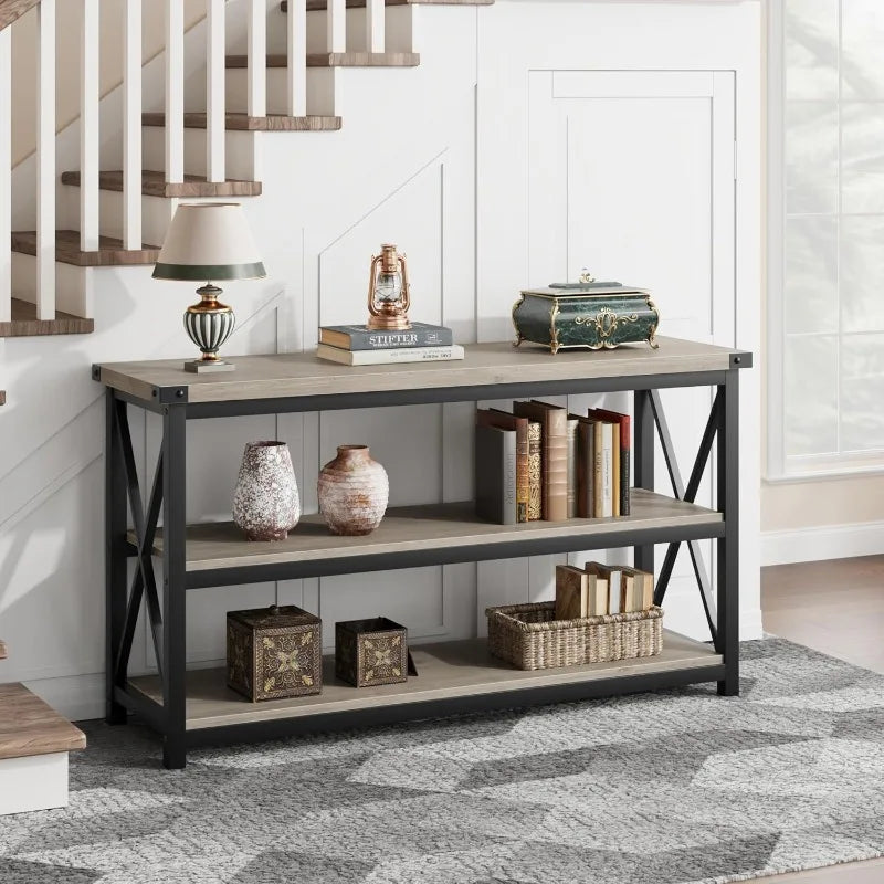 3 Tier Console Table, 47.2" Entryway Table with Storage