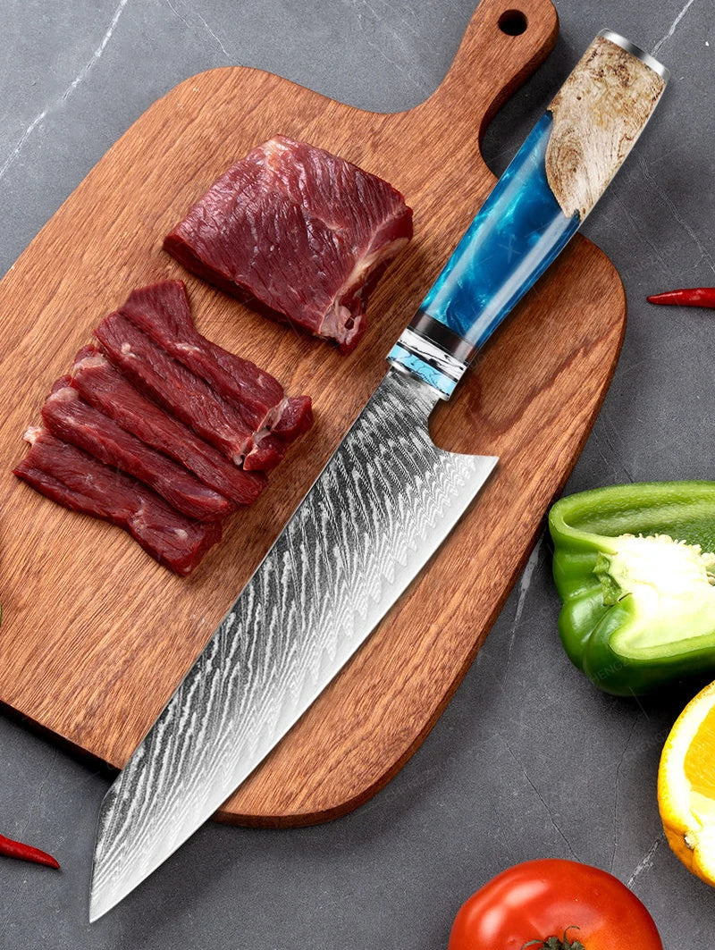 1-10pcs Japanese Damascus Kitchen Knives Set