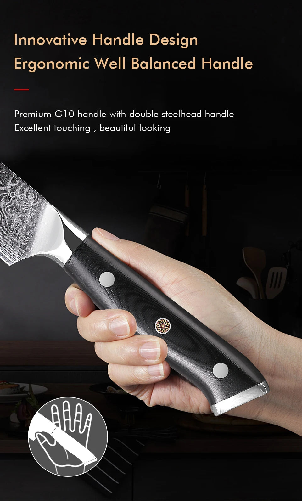 5" 67 Layer Damascus Steel Slicing, Paring Knife