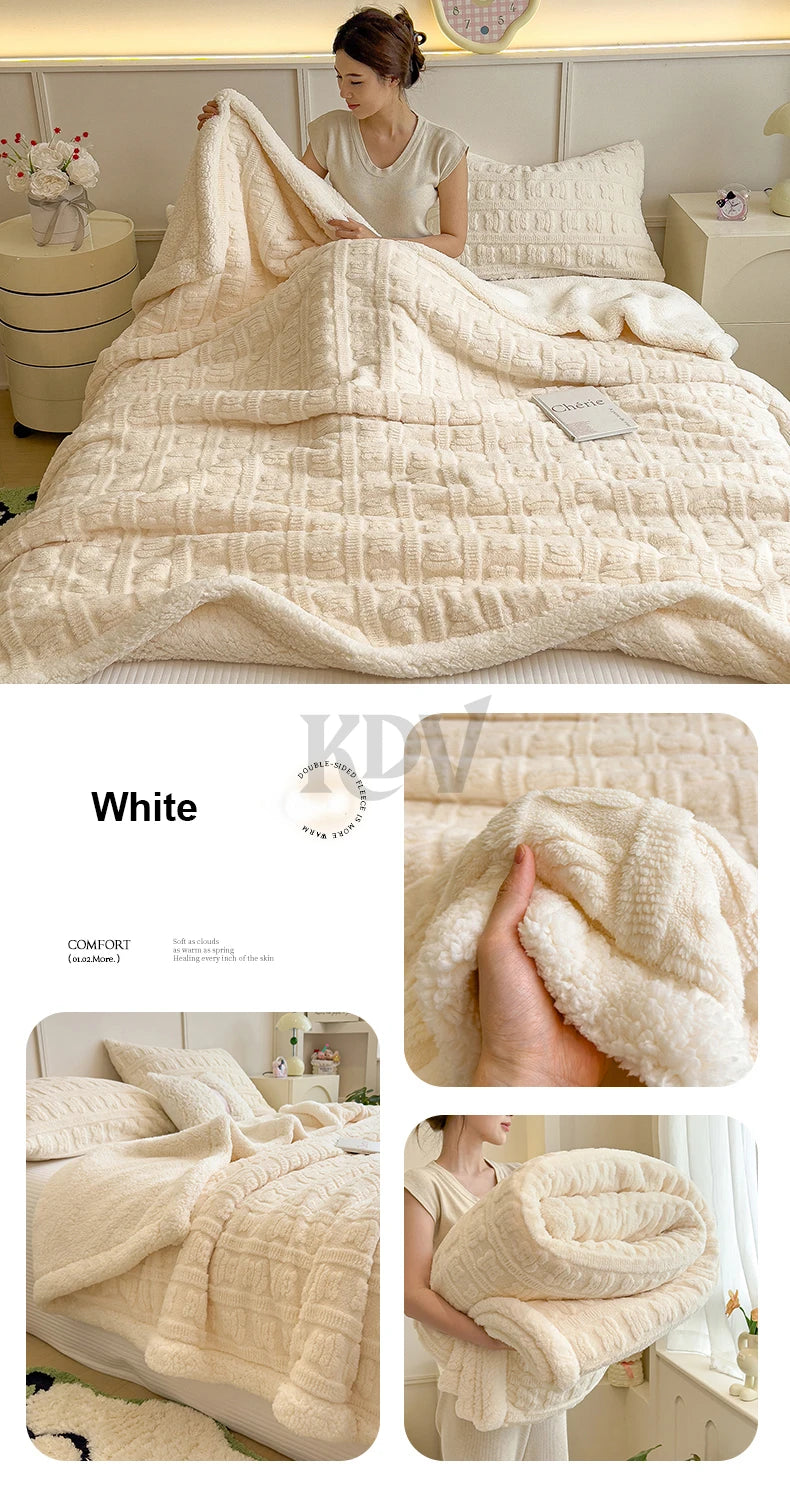 Imitation Lambs Wool Jacquard Blankets, 6 Colors