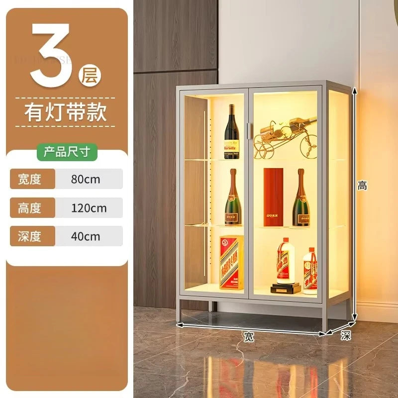 Glass Door Display Cabinet, Minimalist Light