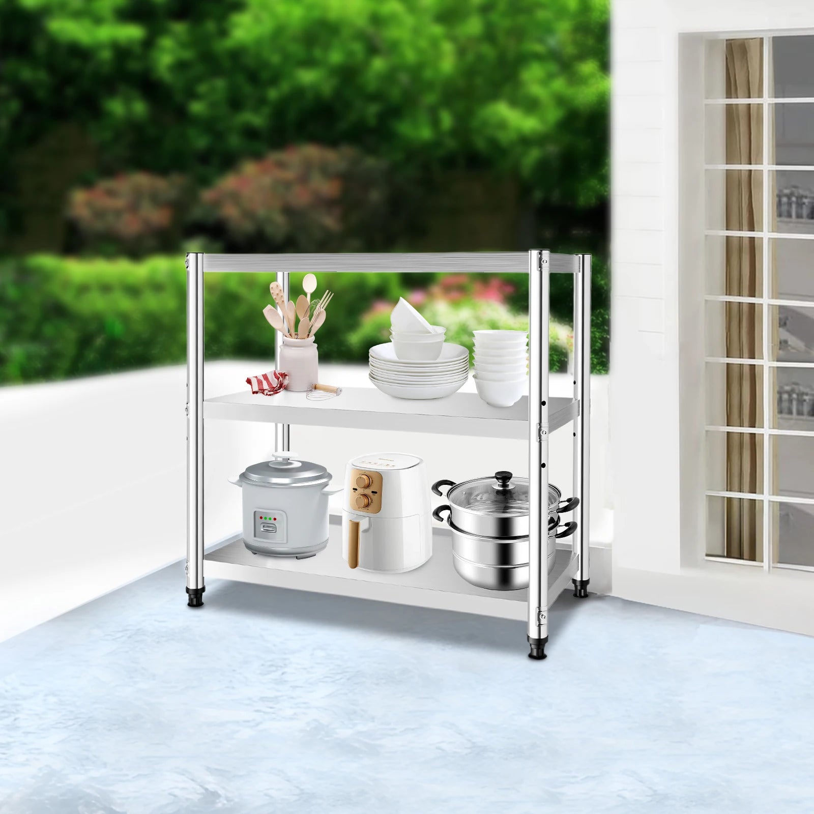 3-Tier 201 Stainless Steel Adjustable Storage Rack
