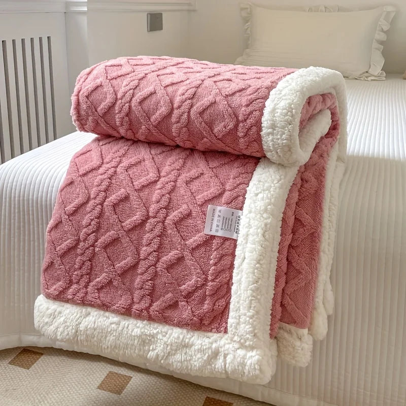 Double-Sided Lamb Wool Blanket, Various Colors, Sizes