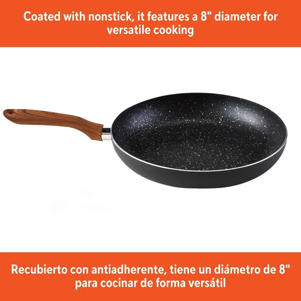 Nonstick Fry Pan Ergonomic Wood Look Handle
