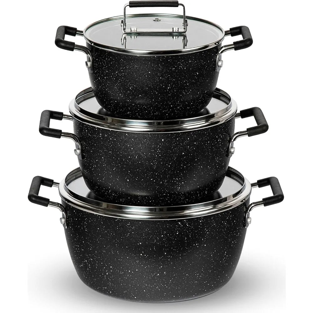 Granitestone Nonstick Pots and Pans Set, Nonstick, 5qt 3qt 1qt