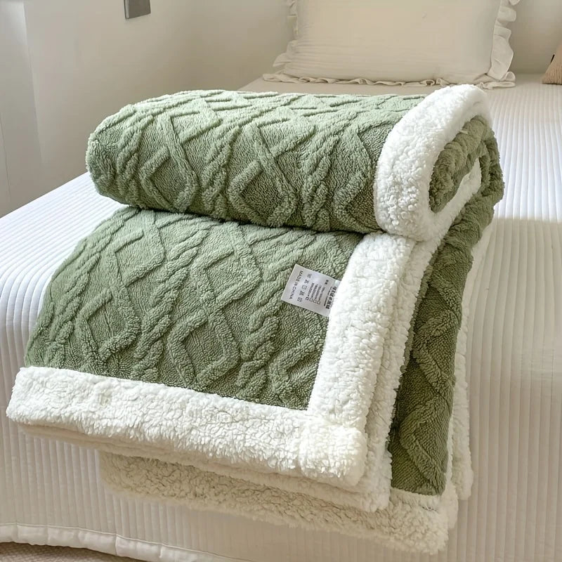 Double-Sided Lamb Wool Blanket, Various Colors, Sizes