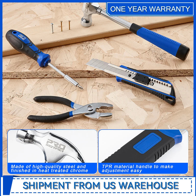 93-Piece Portable Tool Kit Home Repair Tool Set with Toolbox Organizer Small Starter Toolbox Kit for Students By Prostormer