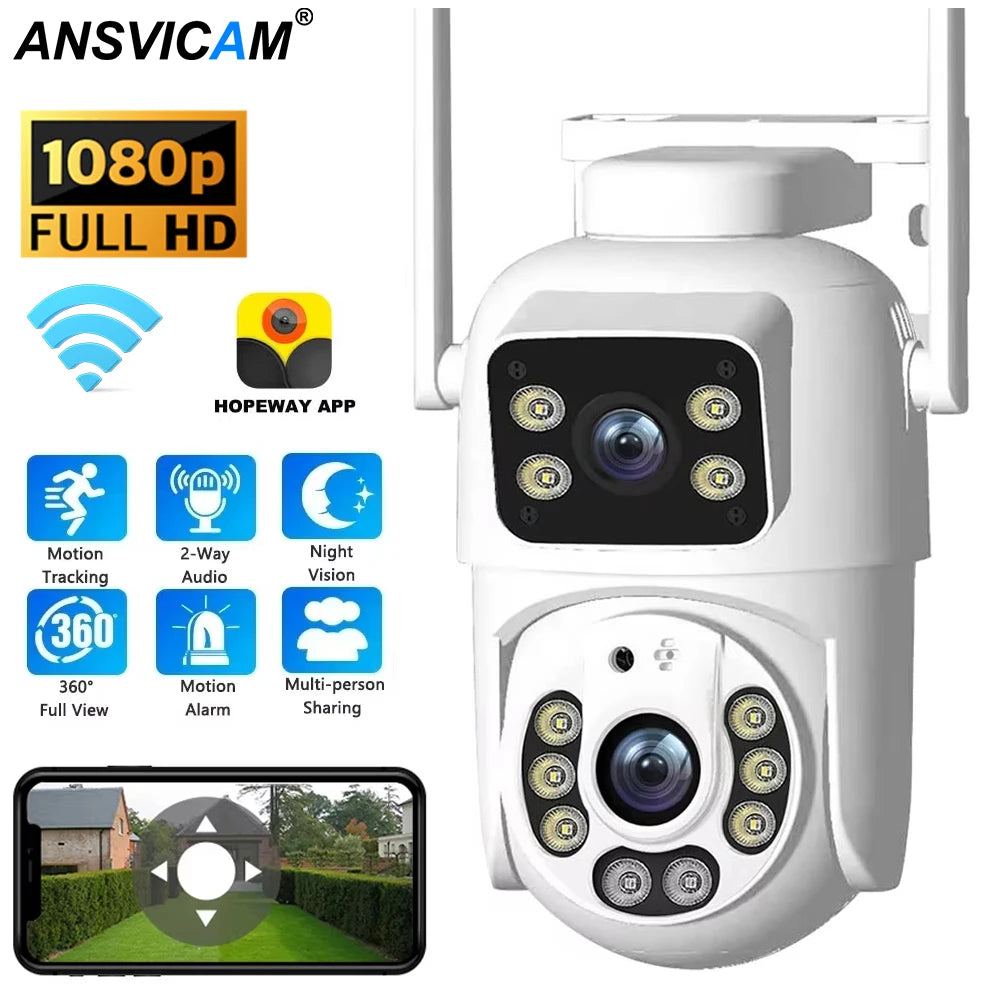Camera Dual Lens Outdoor CCTV Security Protection