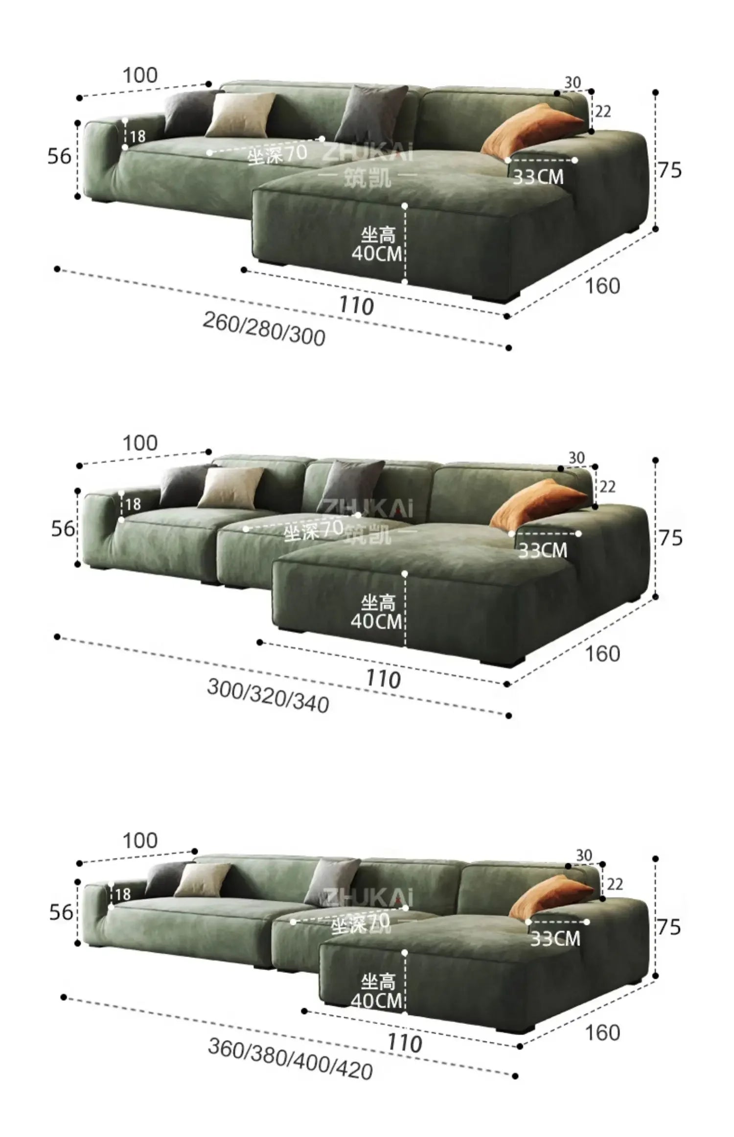 Fabric Corner Modular Living Room Sofas