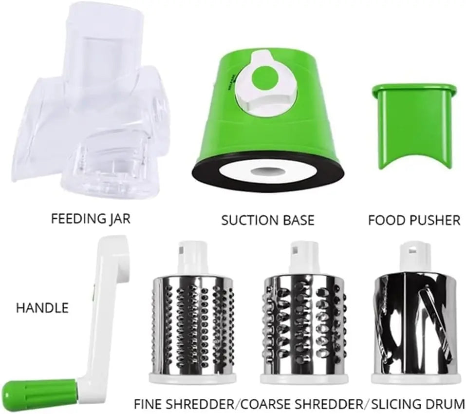 Cheese Grater, Vegetable Slicer with 3 Drum Blades