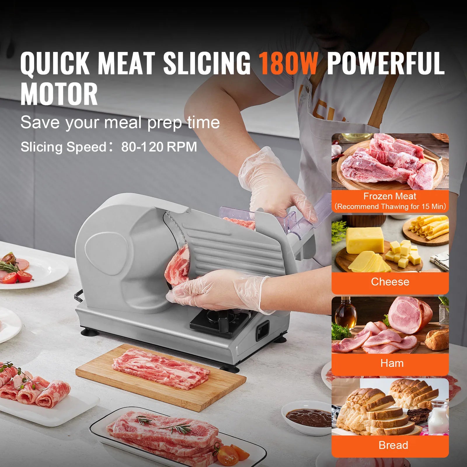 Electric Deli Food Slicer, Adjustable Thickness