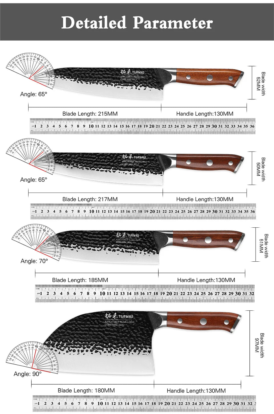 Japanese Hand Forged Stainless Steel Kitchen Knives
