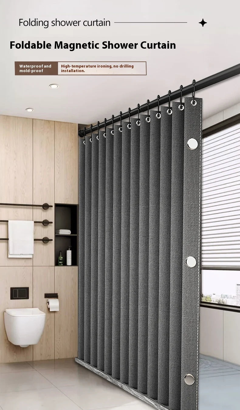 Bathroom Folding Shower Curtain